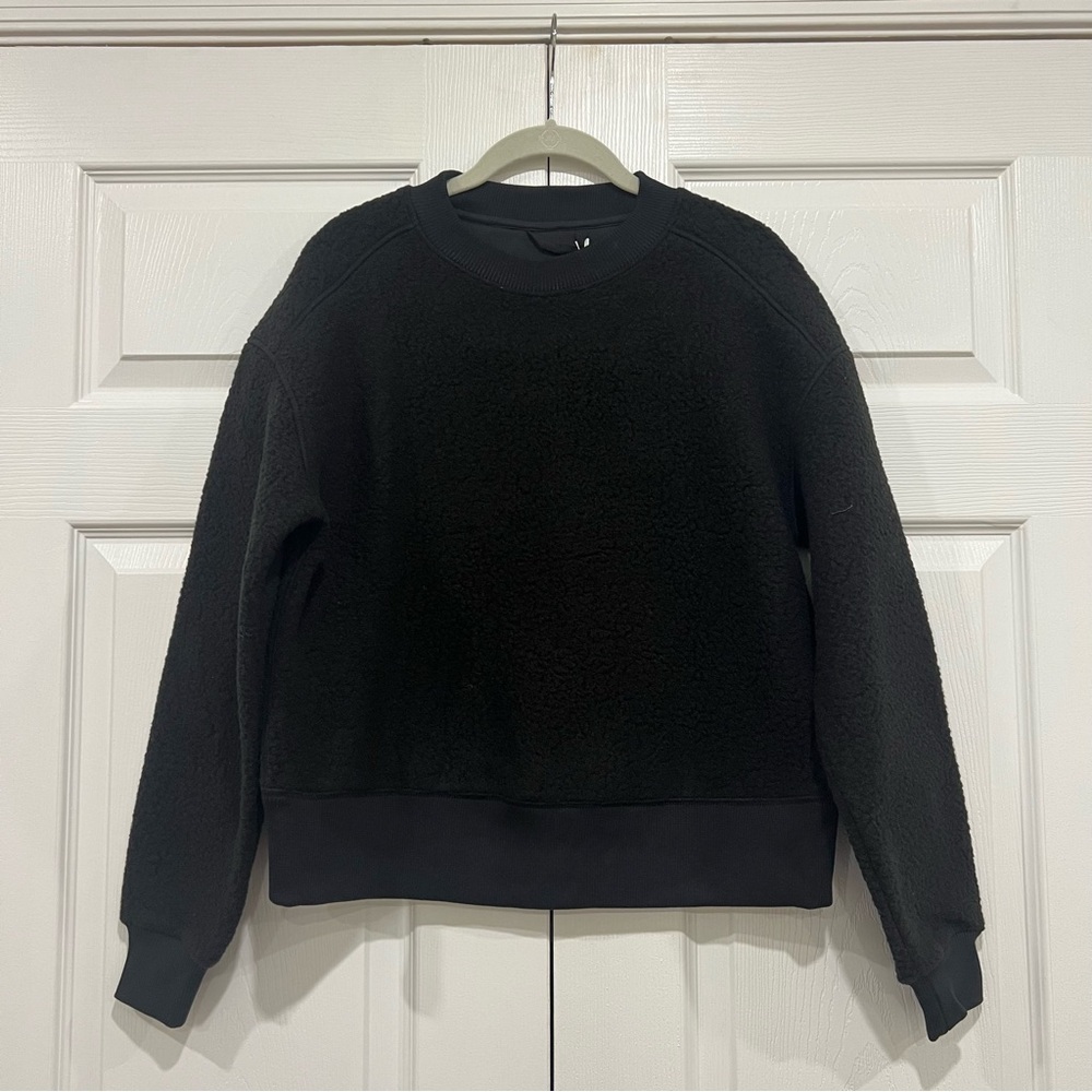 Everlane The Renew Fleece Oversized Crew Teddy Fleece Black‎ Womens Size XXS